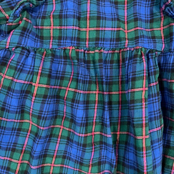 Cat & Jack Blue Green Red Plaid Christmas Church Long Sleeve Dress Size 4T - Picture 3 of 5